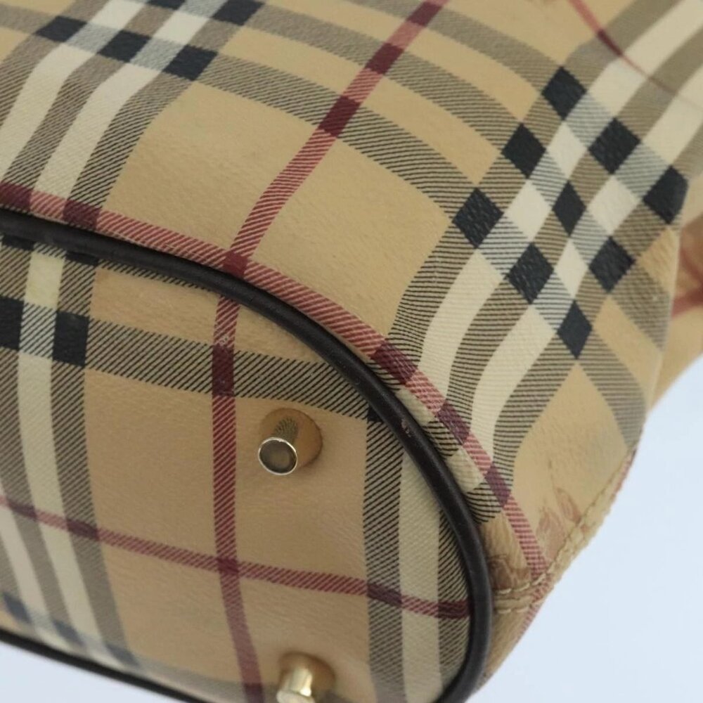 BURBERRY Nova Check Hand Bag PVC Leather Beige Auth 101879 - Picture 13 of 16
